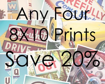 Choose Your Own Set of Four 8x10 Fine Art Photographs | Save 20% | Retro Home Decor | Mid Century Modern | Discounted Print Set