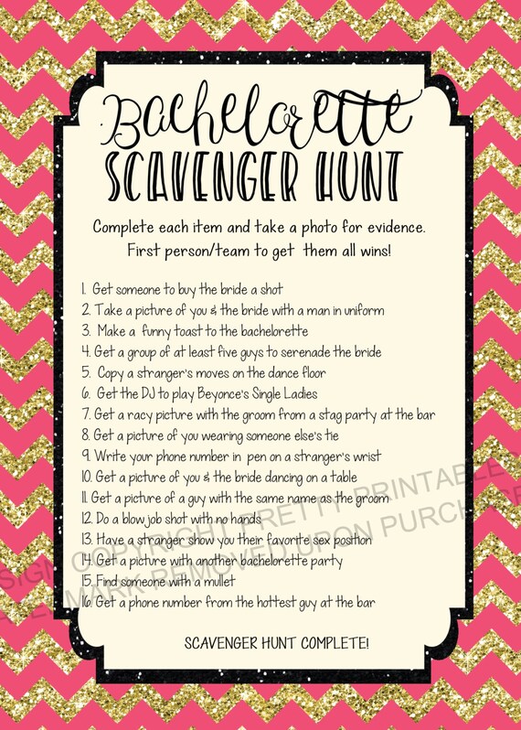 Free Printable Bachelorette Scavenger Hunt