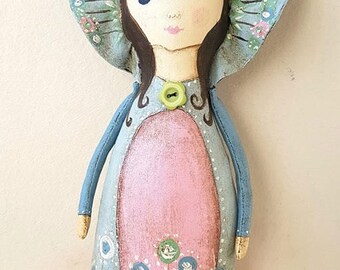 Flower fairy art doll, wall hanging doll, OOAK.