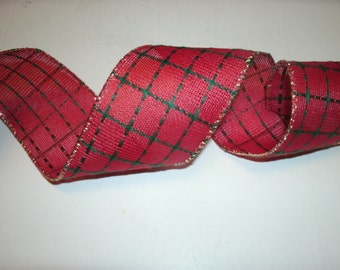 5 yds of Plaid Ribbon, St Patrick's Ribbon, Holiday Ribbon, Seasonal Ribbon, Wired Edge Ribbon, Christmas Ribbon, Tree Ribbon, Craft Ribbon,
