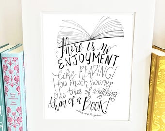 Jane Austen Quote Print - Pride and Prejudice - Quote Print -handlettered -QPP