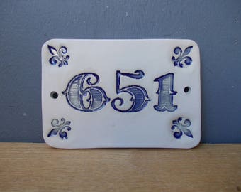 Your House Number / Door Number / Door Decor / Vintage decor / Door Plaque / Numerals / Blue sign / Door Sign