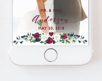 Wedding Geofilter Floral, Snapchat Geofilter, Snapchat Filter, Custom Geofilter, Floral Wedding Snapchat Filter, Custom Snapchat Filter