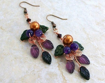 Art Nouveau Amethyst Harvest Earrings