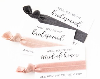 CHOOSE YOUR COLORS | Bridesmaid Proposal Hair Tie Card Gift, Wedding Party Hair Tie Favor, Bridesmaid Gift, Ask Gift, Maid of Honor Proposal