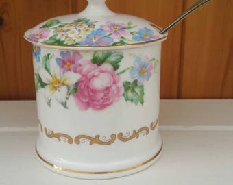 Crown Staffordshire bone china preserves pot/brendon design/English fine china /floral china pot/ships worldwide from UK