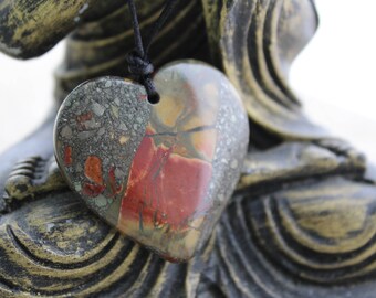 Jasper and pyrite necklace"shield" - Jasper - necklace "