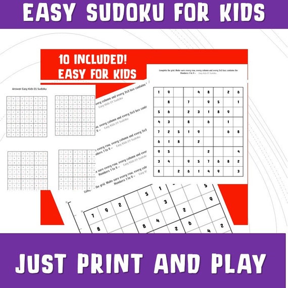 Printable Sudoku for Kids/ Quiz Games/ Kids Easy