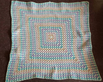 Multi color granny square baby blanket