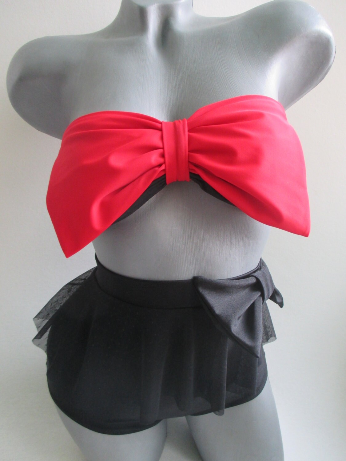 high waisted bow bikini bottom scrunch butt red big bow