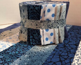 Jelly Roll Blue Quilt Strips, Prints- 2.5 inch wide, 20 strips each roll - Supplied by ArtisticFun