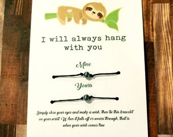 Sloth gift , Friendship bracelet , best friends , best friend gift, his hers gift , bridesmaid gift , friendship gift, bestie , matching