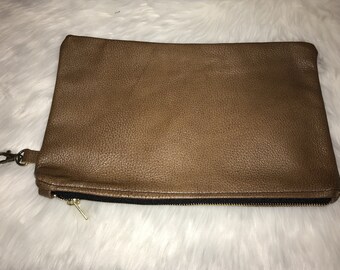 Light brown wristlet clutch