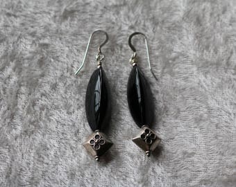Black Onyx and Sterling Silver Earrings