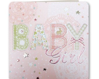 New Baby Card - Baby Girl - Baby Girl Card - New Baby Girl Greeting Card - Congratulations - Hey Baby Collection - HB05
