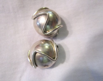 sterling mexico clip earrings, modernistic, sterling silver jewelry