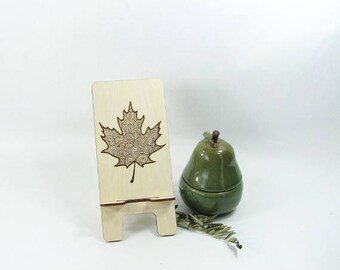 Cell Phone Stand. Tablet Stand. Docking Station. Phone Holder. Maple Leaf. Canada. Kitchen Accessory. Charging Station. Birthday Gift. Art
