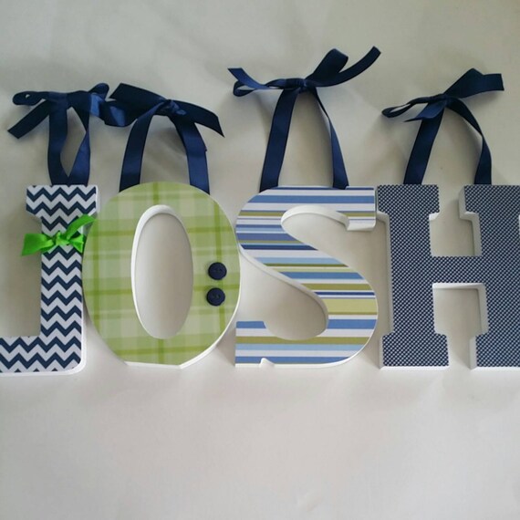 Wooden Wall Letters Baby Boy Nursery Decor Navy Blue and