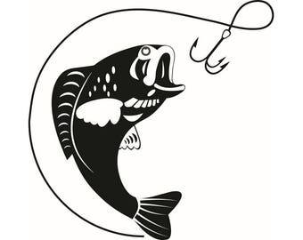 Bass Fishing #1 Logo Angling Fish Hook Fresh Water Hunting Largemouth Smallmouth Striped .SVG .EPS .PNG Clipart Vector Cricut Cut Cutting