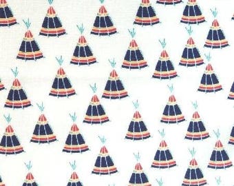 Japanese children Sevenberry fabric - Indian tents white background - 50 cm (110 x)