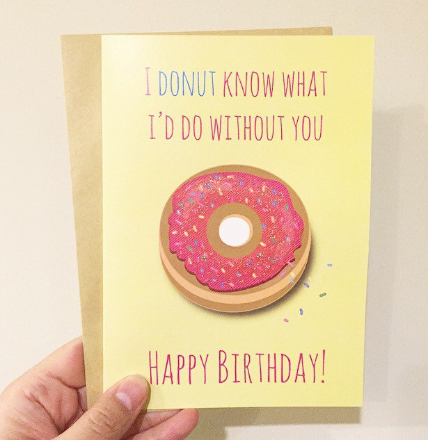 Cute Donut Birthday Card with Glitter-I Donut Know What
