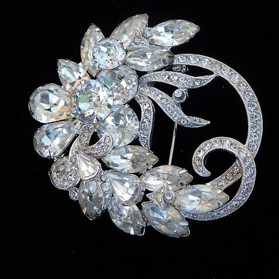 EISENBERG ICE Rhinestone Brooch / Art Deco / Wedding Jewelry