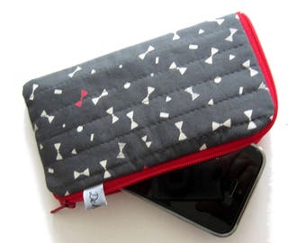 Padded and zippered for laptop, cotton bag gray geometric