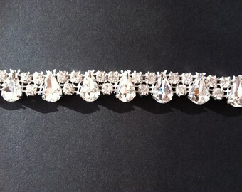 Rhinestone trim -1 yard trim- bridal sash- wedding-head piece
