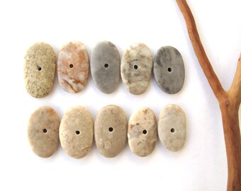 Rock Spacers Stone Toggle Beads Center Drilled Mediterranean Pebble Beach Stone Natural Stone DIY Jewelry Making Cairn SMOOTH MIX 22-26 mm