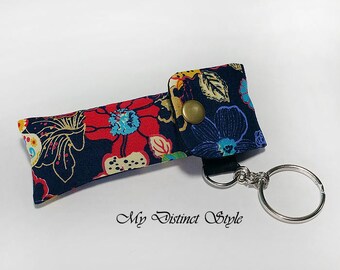 Fabric Lip Balm Holder with Keyring, Lip Balm Cozy, Chapstick Holder, Bridesmaid Gift