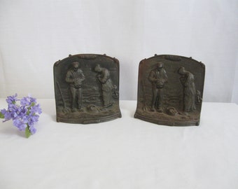 Mid Century Vintage Pair of Cast Iron Bookends Farmers Homesteaders Country Home Decor Cast Iron Bookends SEE Details FREE Shipping