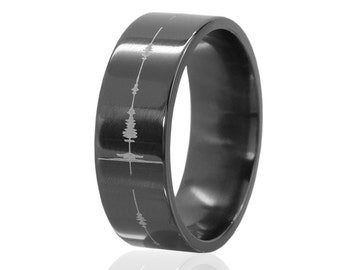 Sound Wave Black Zirconium Ring: BZ-8F-SoundWave-L