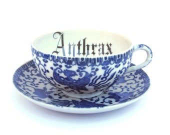 Anthrax Altered Vintage Teacup and Saucer