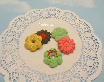 Fake Cookies Set H Handmade Holiday Christmas Faux Sugar Press Spritz Danish Butter Cookies