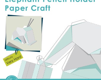Print and Make Paper Craft - Elephant Pencil holder