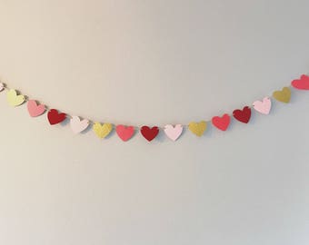 Valentines Banner - Heart Garland - Valentines Decor - Valentines Day Banner