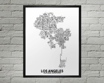 Los Angeles California Neighborhood Typography City Map Print