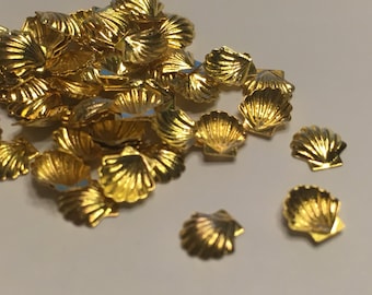 20 metal gold shell nail decals 5 mm (S11/5)