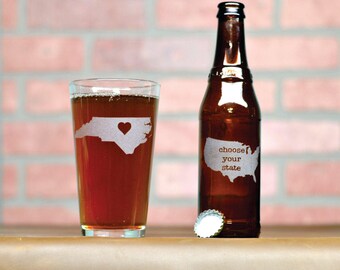 Custom Beer Glass - Pick Any State - Custom Pint Glass - Pint Glass - Beer Glass - Pint Glasses - Beer Glasses - State Beer Glass