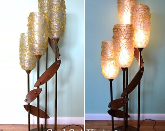 Mid Century Modern Walnut and Brass Table Lamp - *Please see notes on shipping
