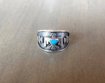 Vintage Silver and Turquoise Native American Ring