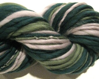 HALF OFF SALE Super Bulky Handspun Yarn Green and Grey 66 yards green yarn gray yarn waldorf doll hair knitting supplies crochet supplies