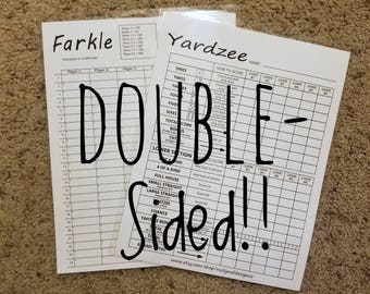 Yardzee Yahtzee Score Sheet Scorecard Double-Sided Dry Erase Scorecard Yardzee/Farkle - Laminated 8-1/2x11 Cardstock