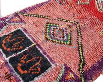Vintage Moroccan rug berber rug Vintage moroccan Azilal tribal berber runner rug Boucherouite rug beni ourain rug boho rug African rug