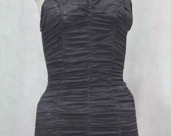 1950s Swimsuit Black Stretch Pin Up Girl Vintage Swimwear