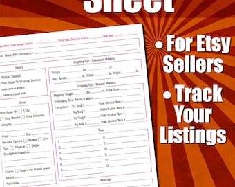 Etsy Products Listing Sheet | Etsy Seller, Form, Listing Template, Etsy Template, For Etsy Sellers, Seller Tools, Etsy Tools, PDF Printable