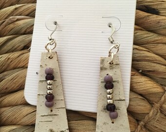 Birchbark Earrings with Beads