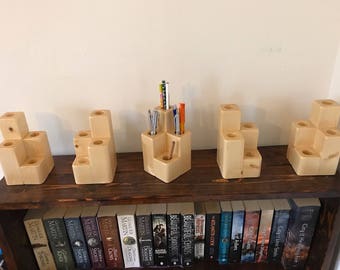 Wood Pen Holder. fountain Pen Holder. Desk Organiser.