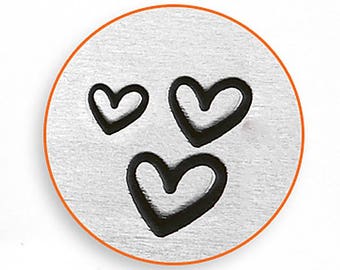 ImpressArt Metal Design Stamp, 3 Different Size Hearts Testure Design Jewelry Leather Wood PMC Metal