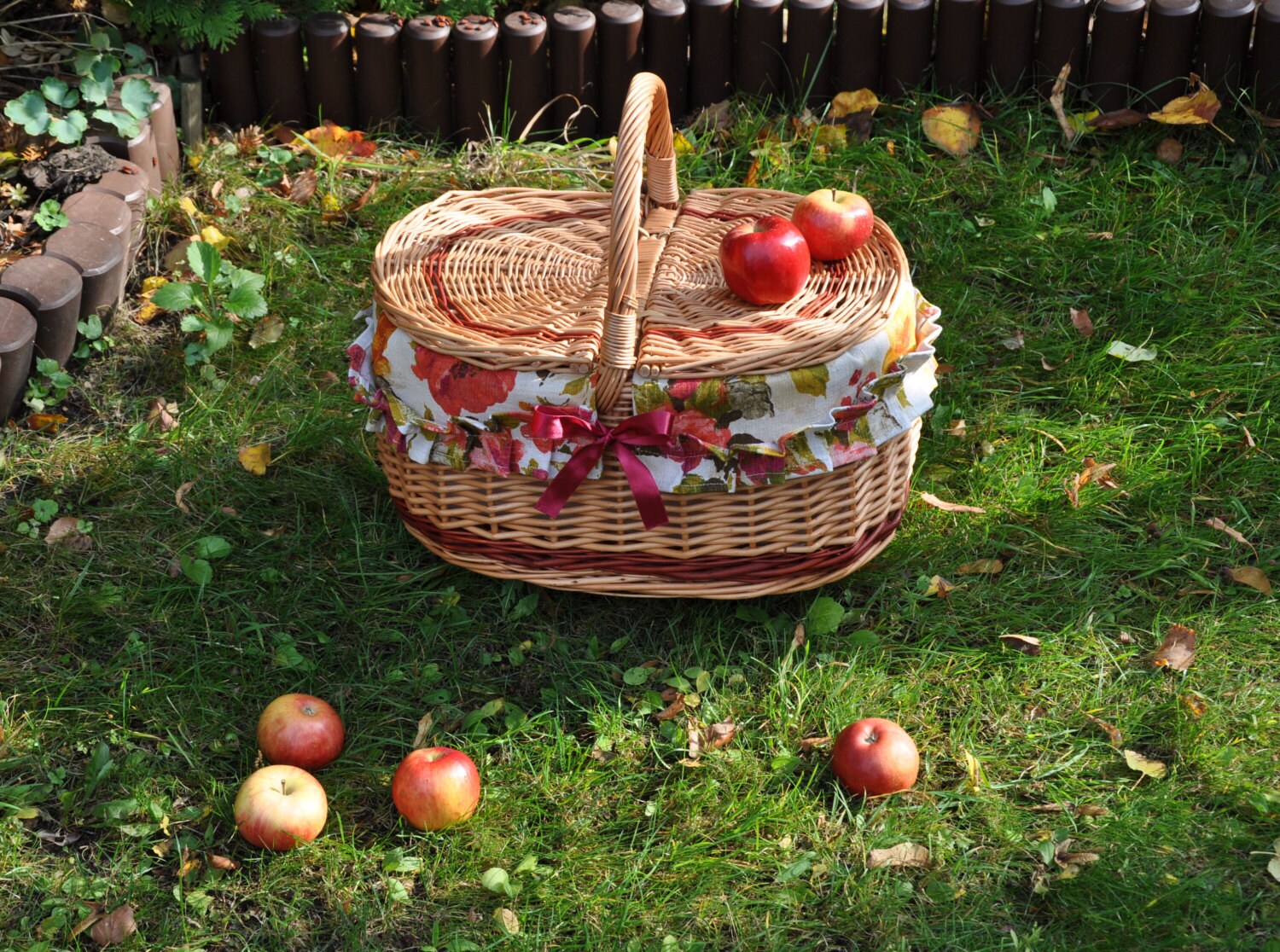 Picnic basket hand woven basket handmade wicker basket